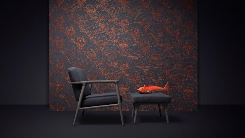 Moooi Wallcovering TokyoBlue Indigo Macaque